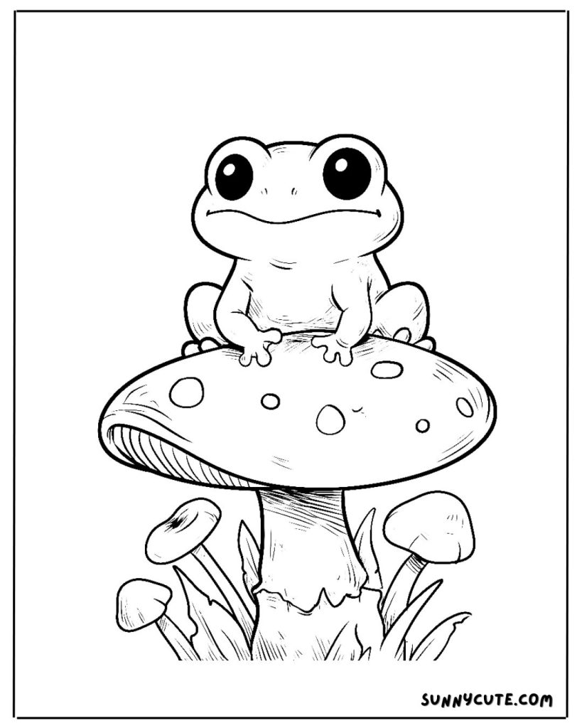 Mushroom frog coloring page
