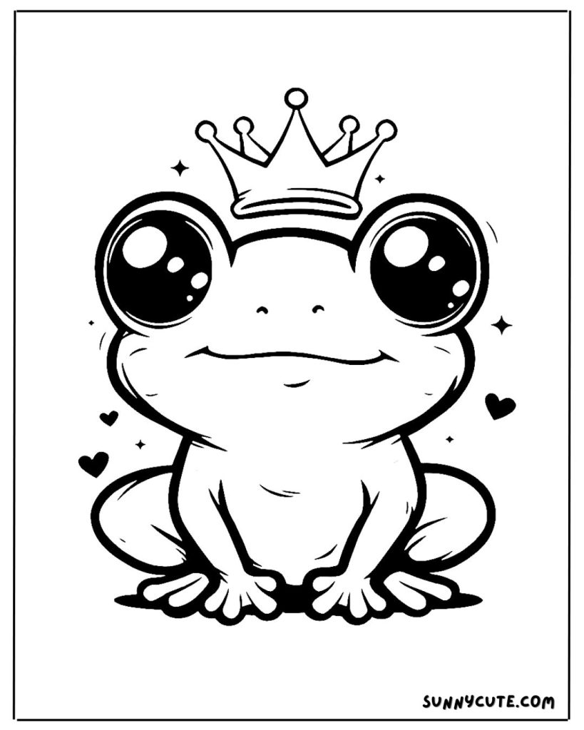 Frog with crown coloring page