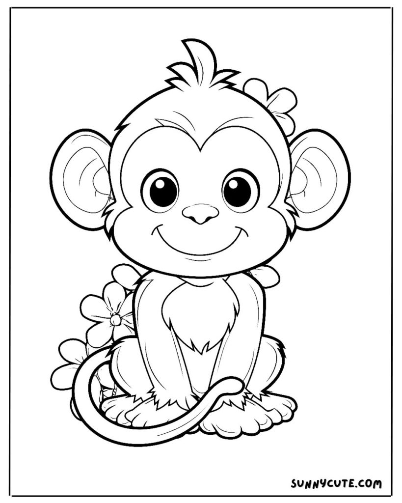 Cute Monkey coloring page