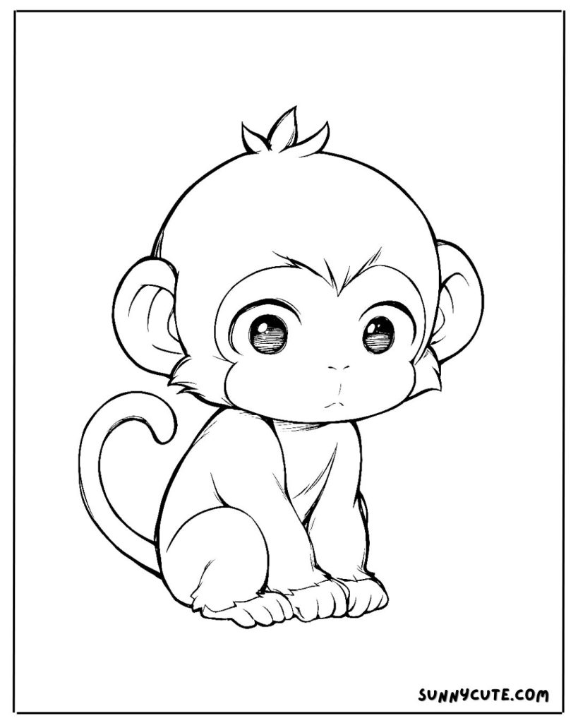 Baby monkey coloring page