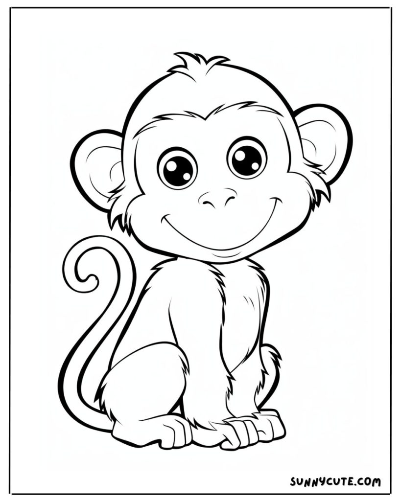 Cartoon monkey coloring page
