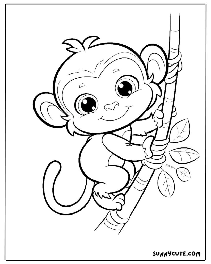 Monkey in a tree coloring page
