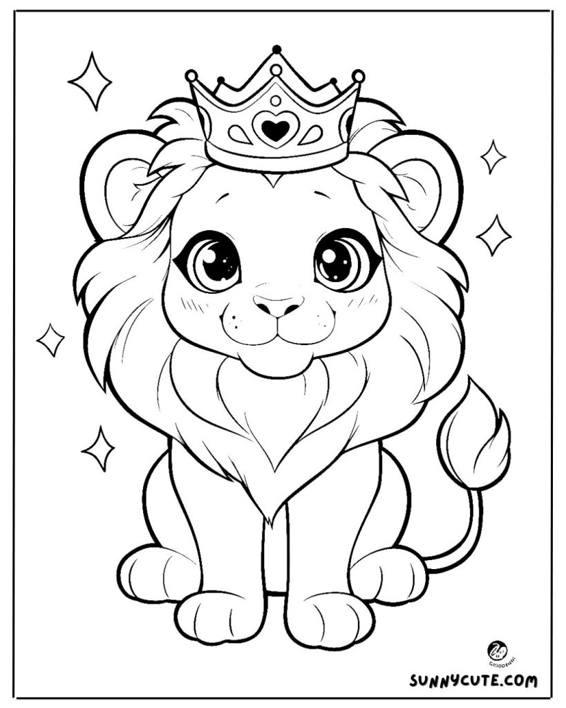 Lion with Crown Coloring Page