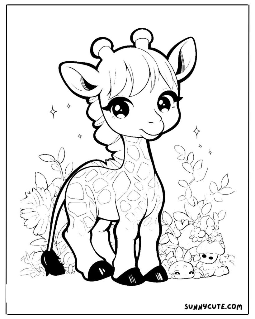 Kawaii Giraffe Coloring Page