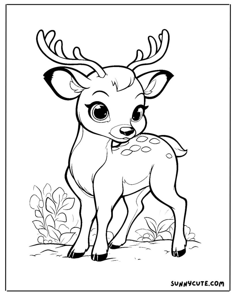 Cute deer coloring page