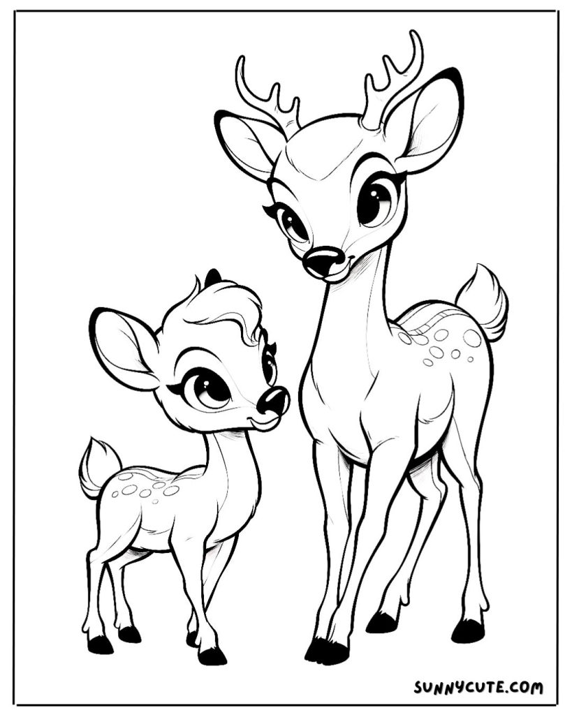 Deer Family Coloring page