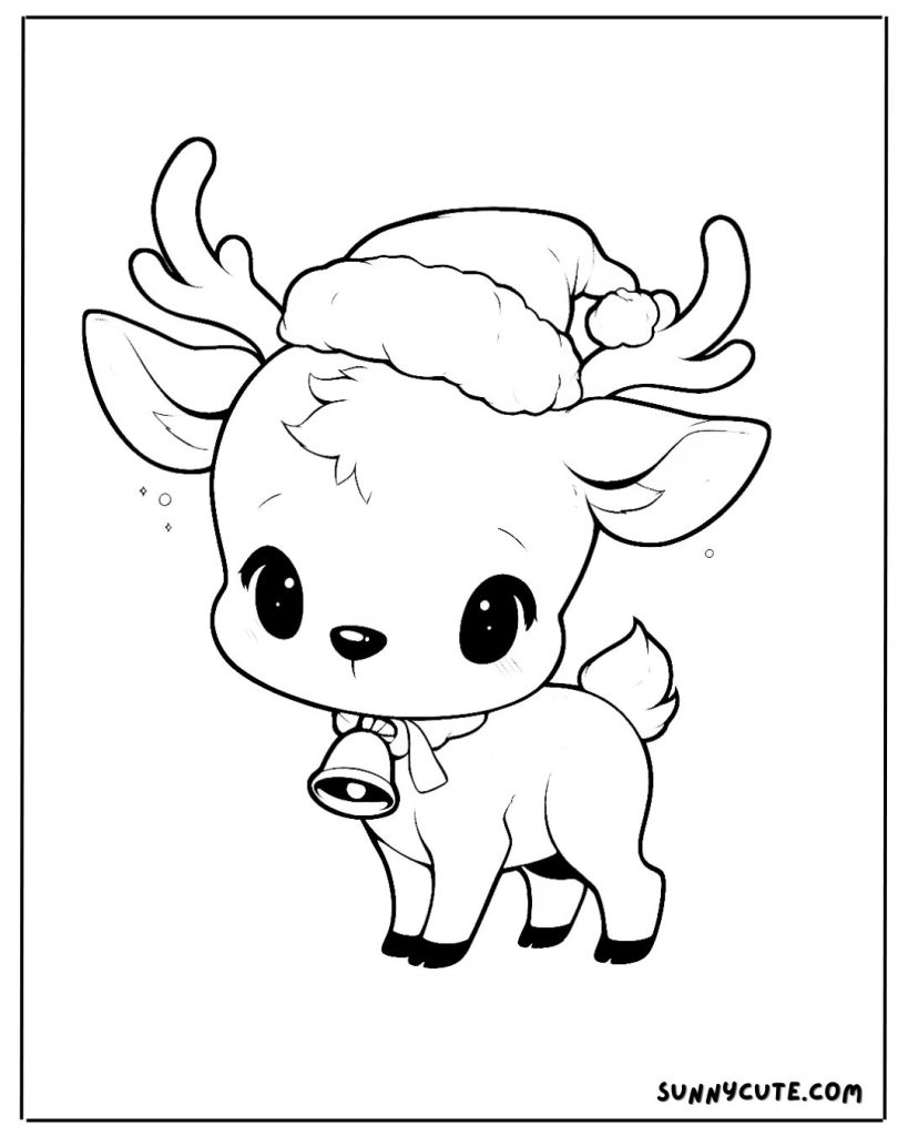 Santa deer coloring page