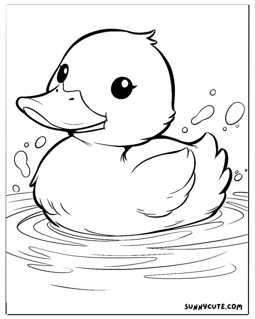 Duck swiming coloring page