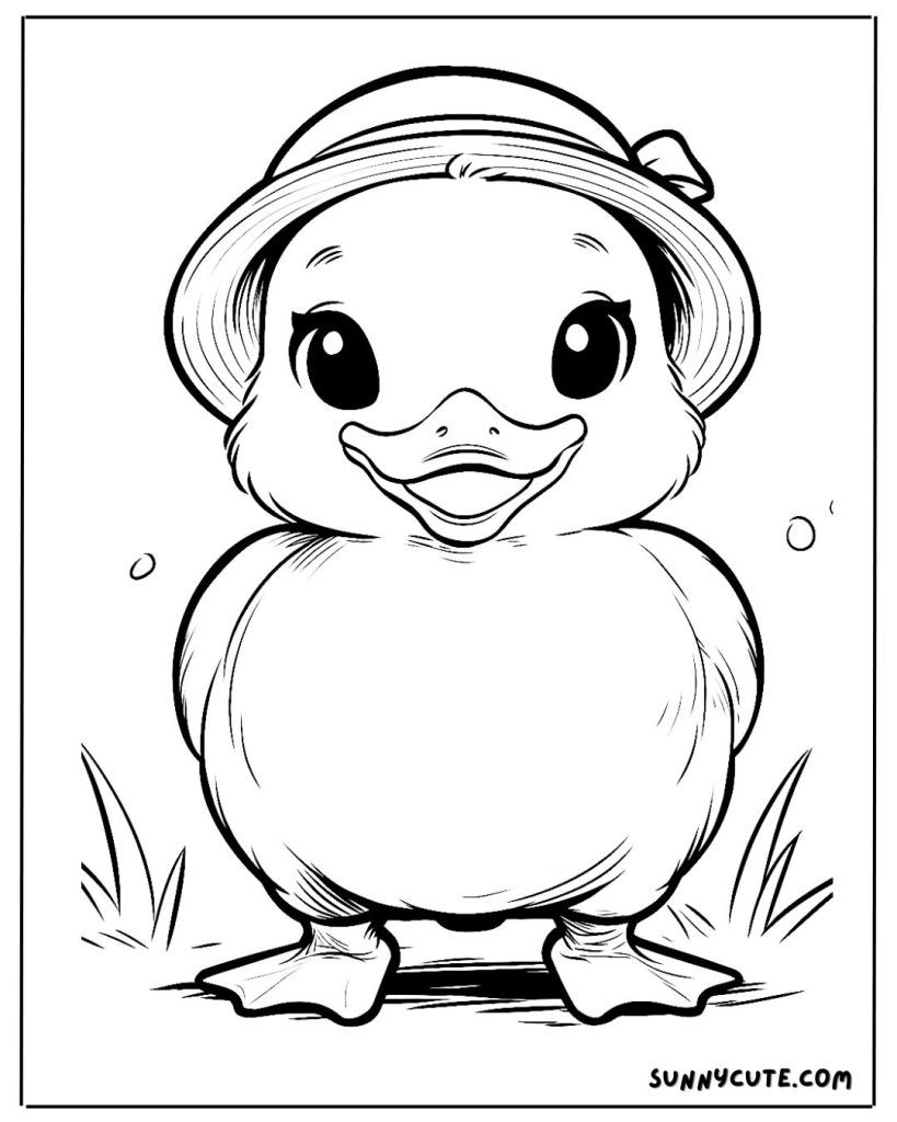 Duck with hat coloring page