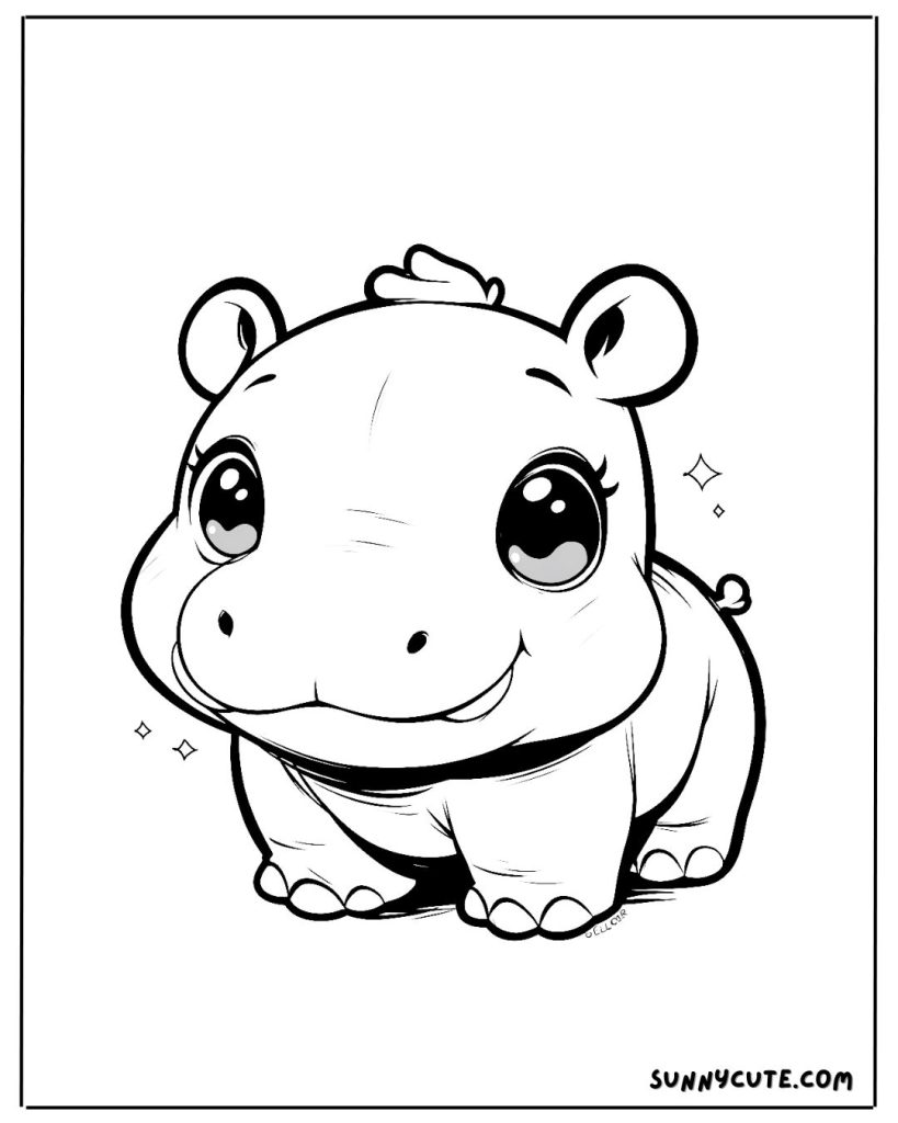 Baby Hippo Coloring Page