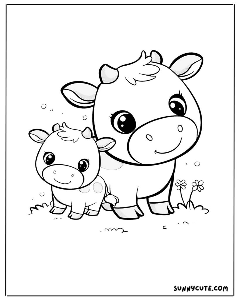 Cow Family Coloring Page