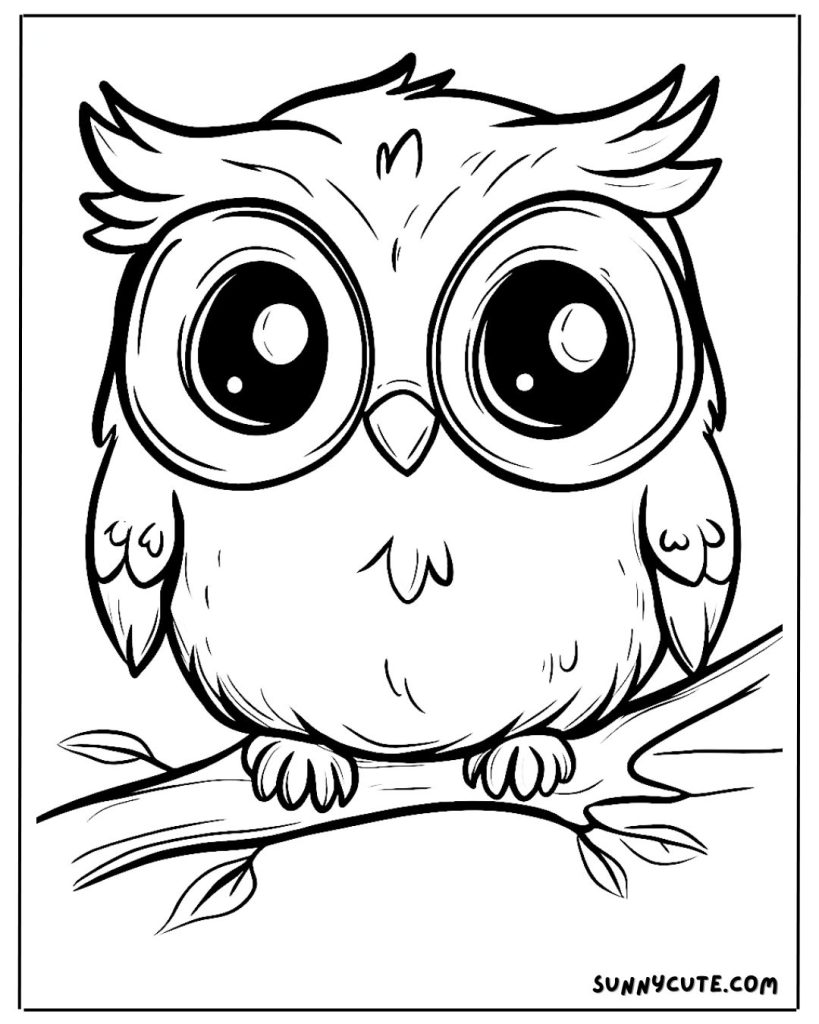 Baby owl coloring page