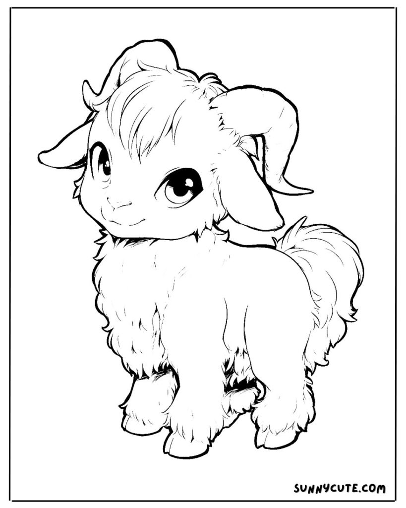 Cute goat coloring page