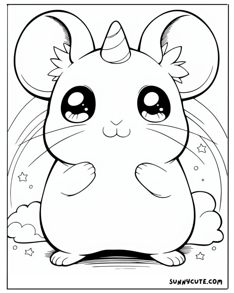 unicorn hamster coloring page
