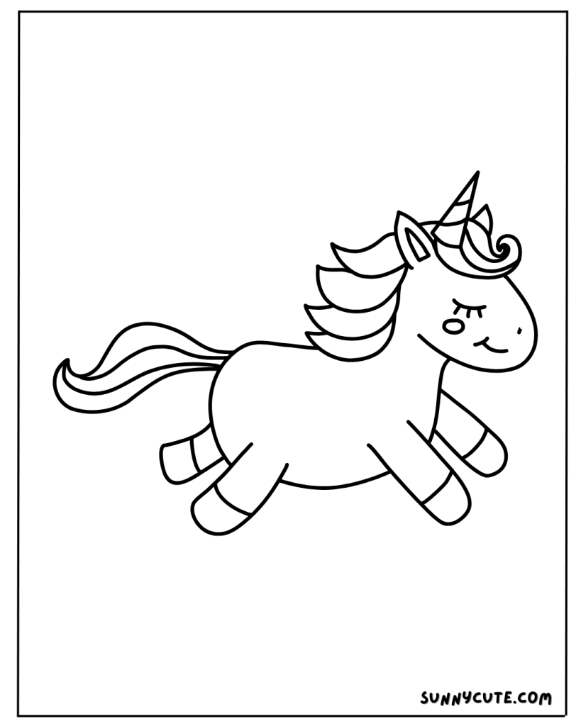 Cute unicorn coloring page