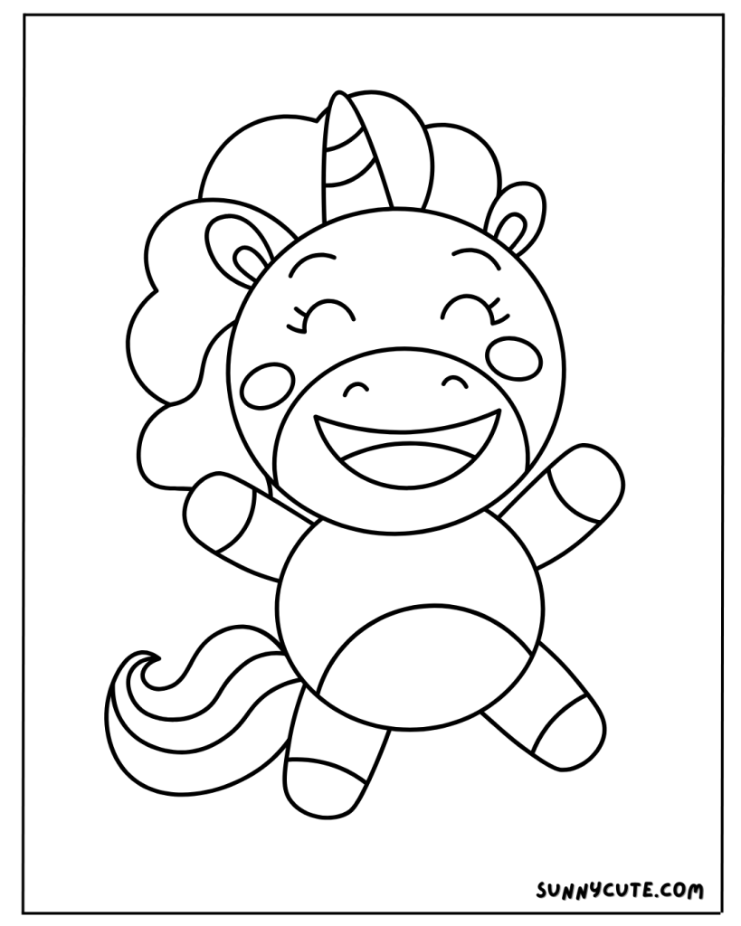 Cute unicorn coloring page