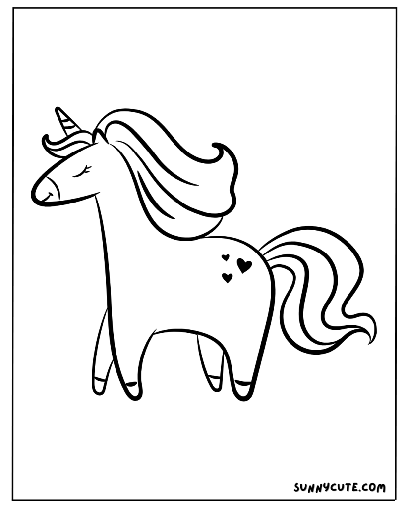 Cute unicorn coloring page