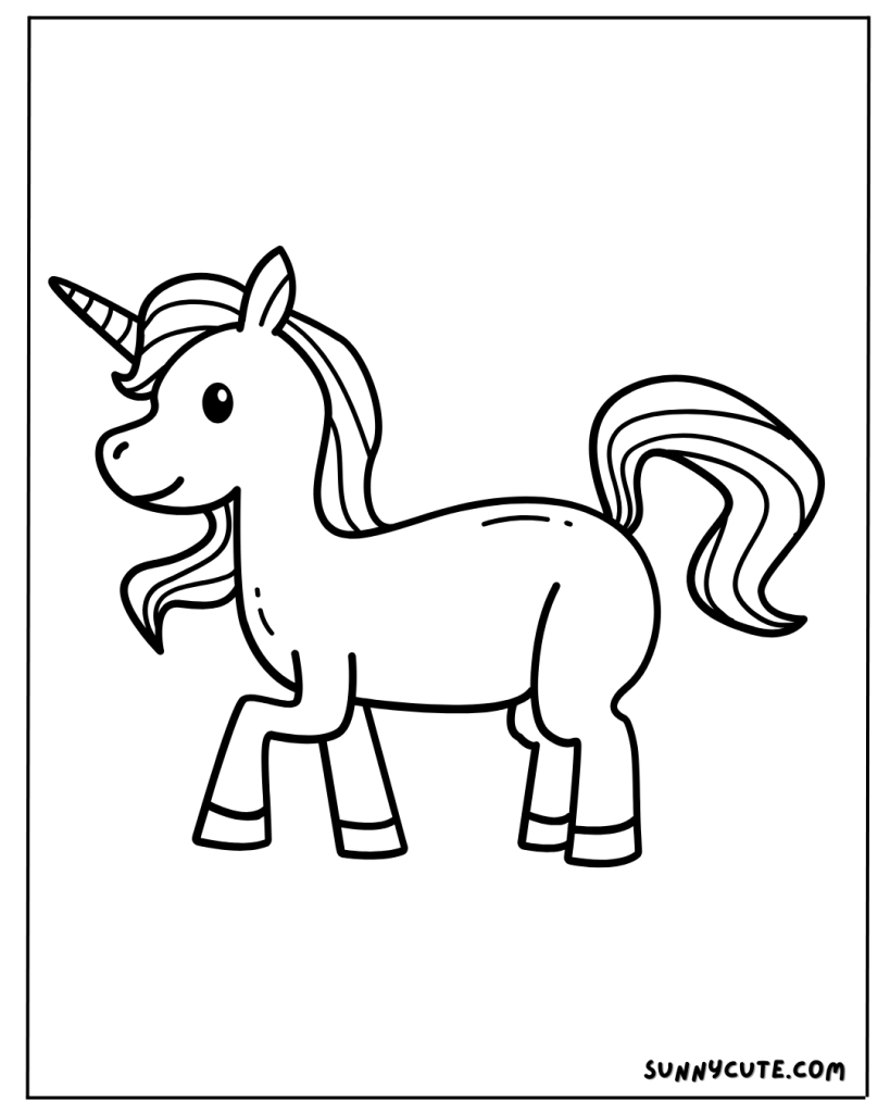 Cute unicorn coloring page