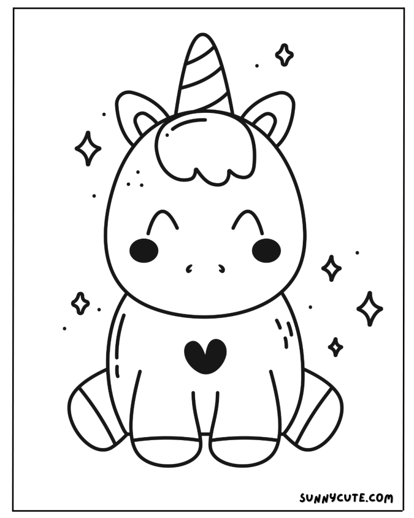 Cute unicorn coloring page