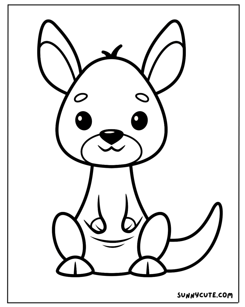 Cute kangaroo coloring page