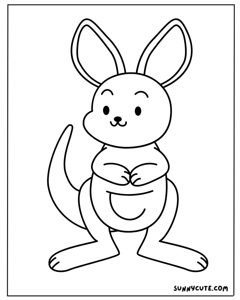 Cute kangaroo coloring page