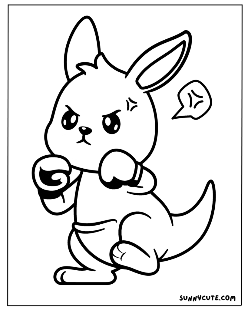 Funny kangaroo coloring page