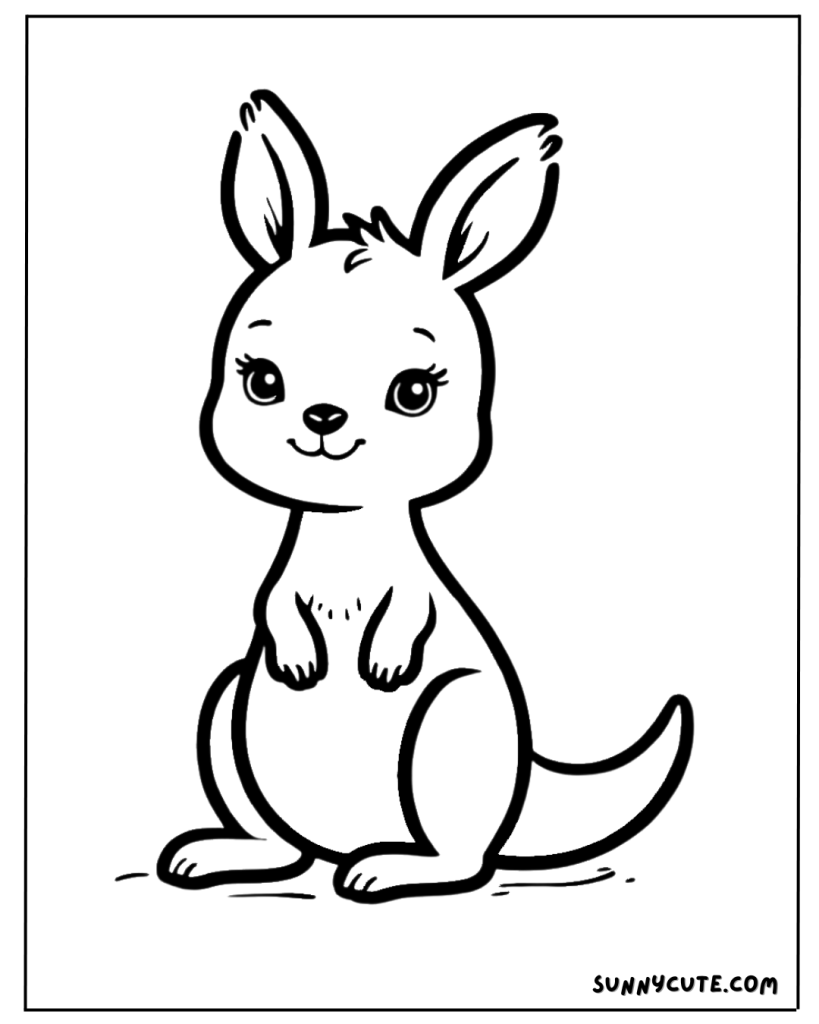 Cute kangaroo coloring page