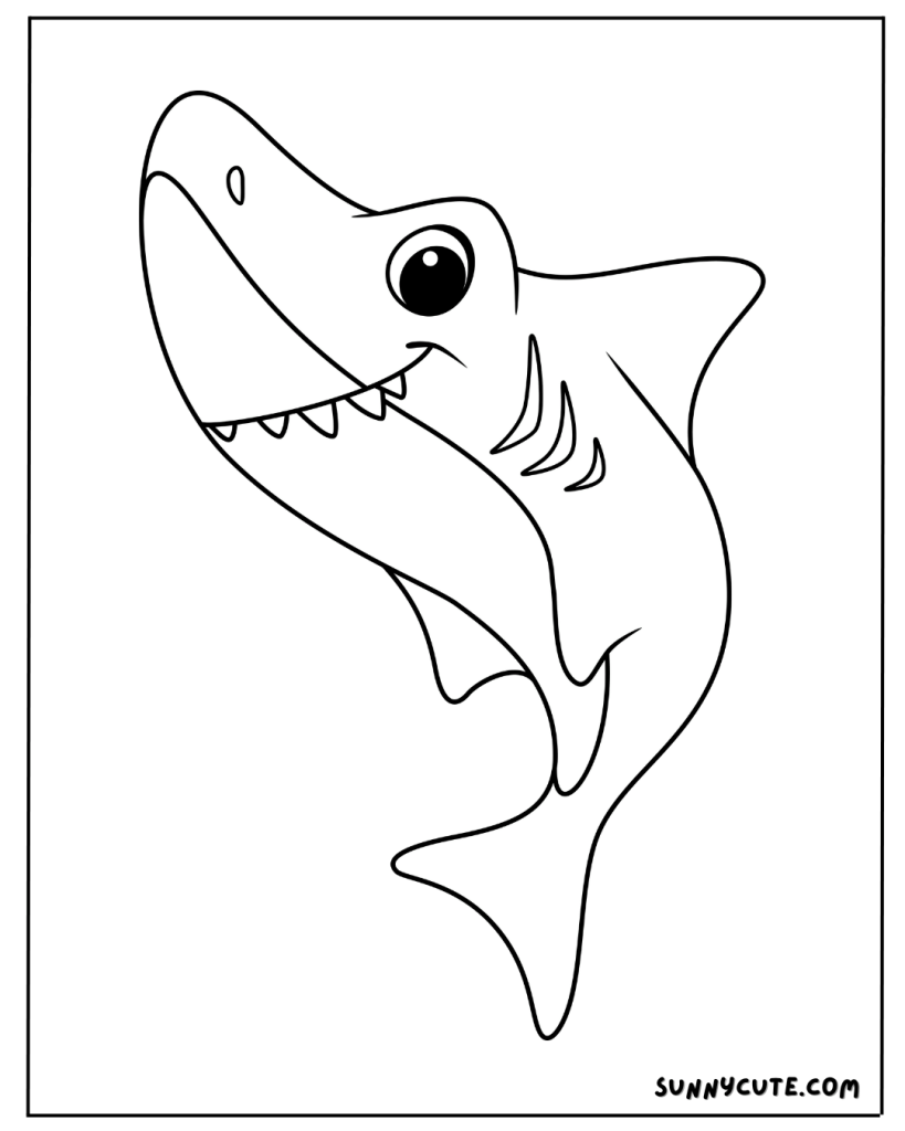 Cute shark coloring page