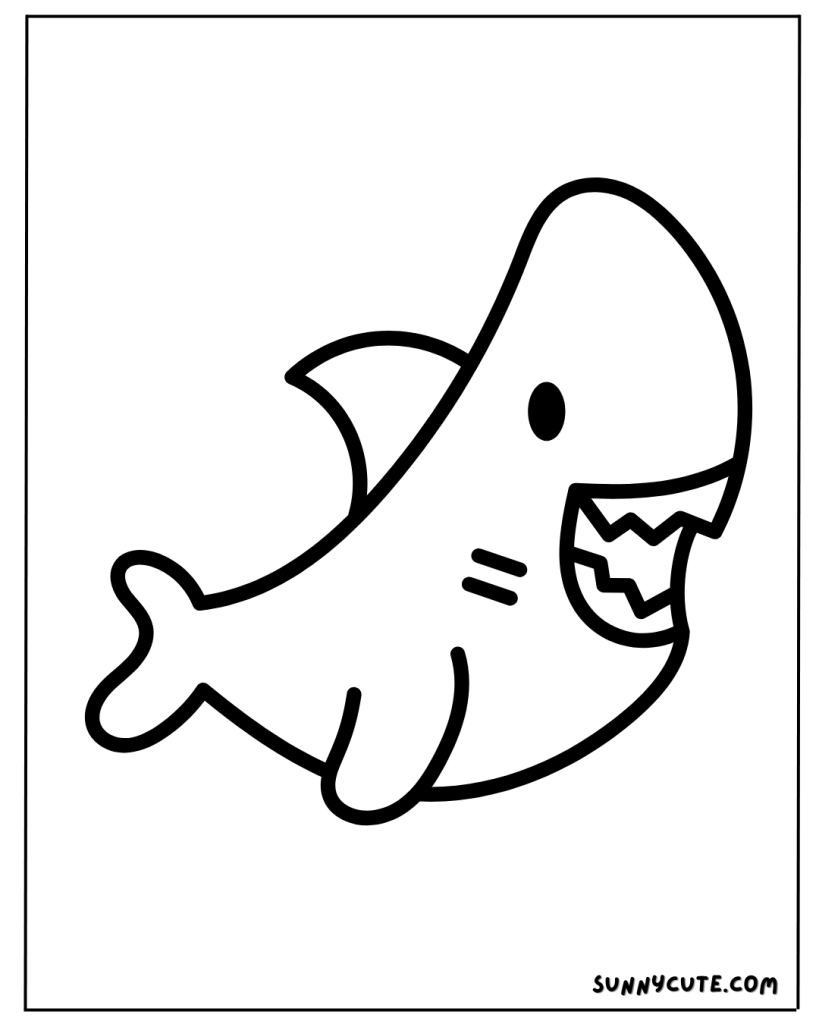 Cute shark coloring page