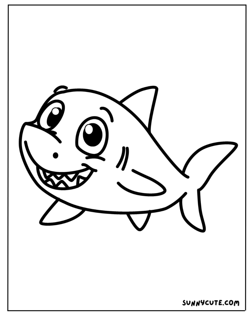 Cute shark coloring page