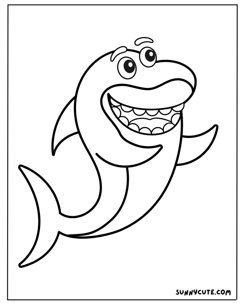 Cartoon shark coloring page