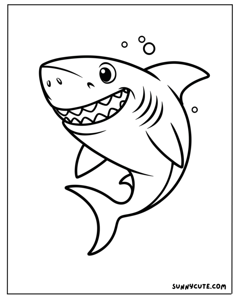 Cute shark coloring page
