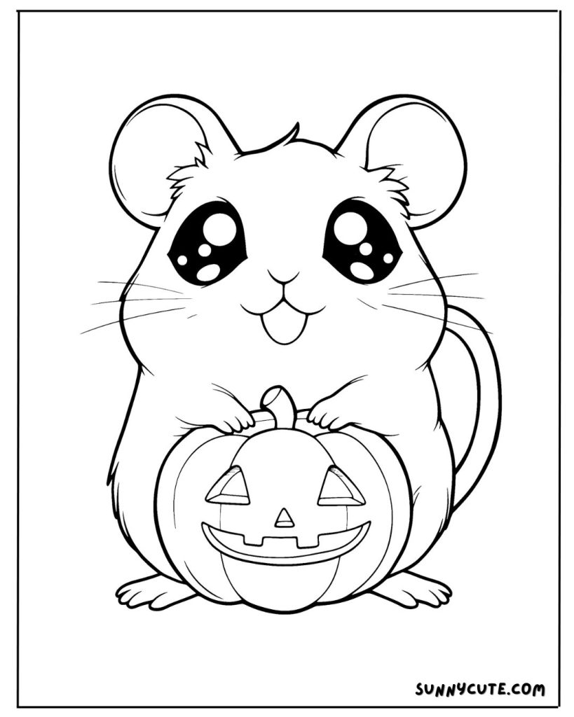 Halloween hamster coloring page