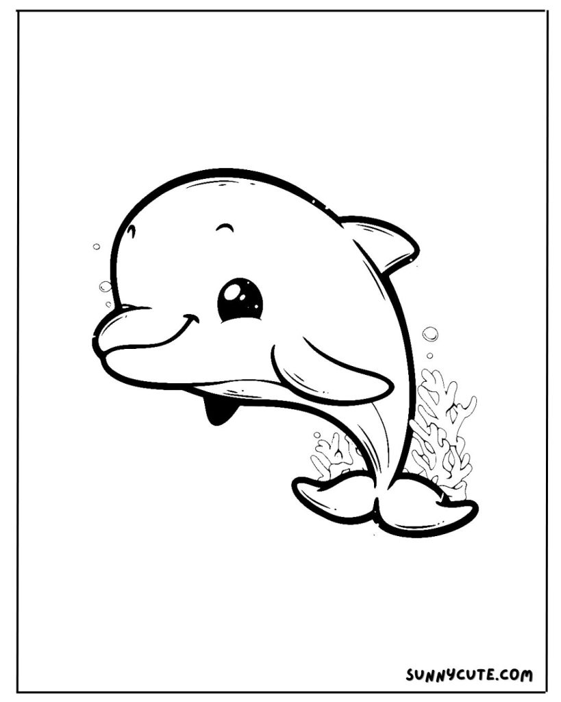 Baby dolphin coloring page
