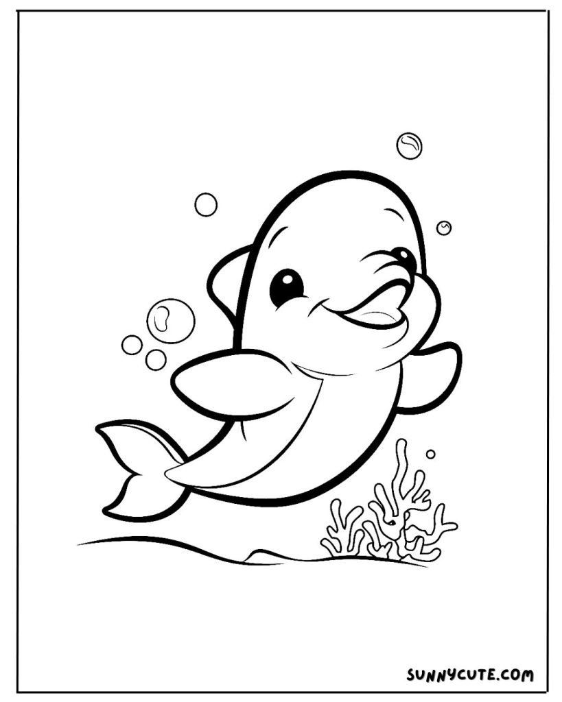 Cute dolphin coloring page
