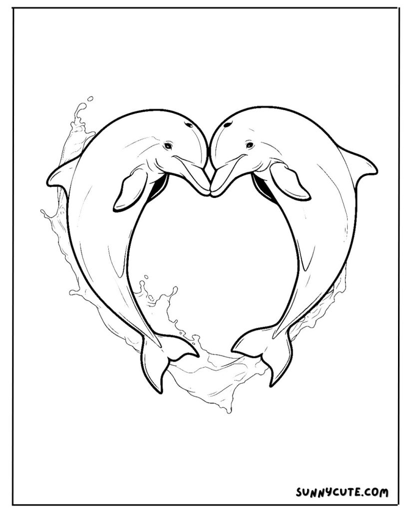 Two dolphins coloring page