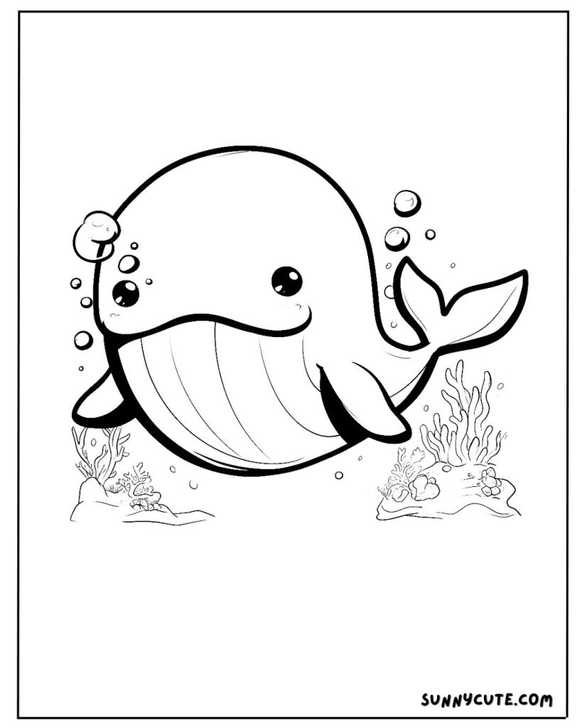 Cute Whale Coloring Page