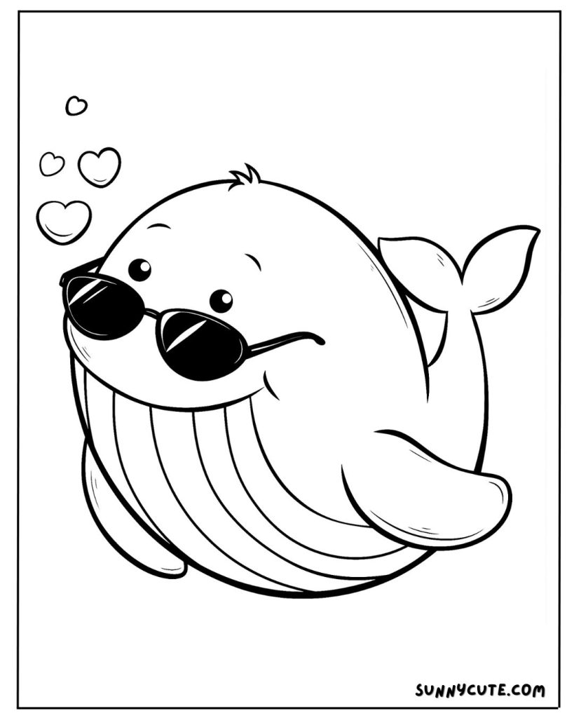 Cartoon whale coloring page