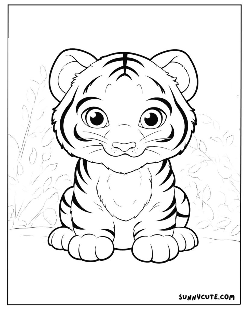 Cute Tiger Coloring Page