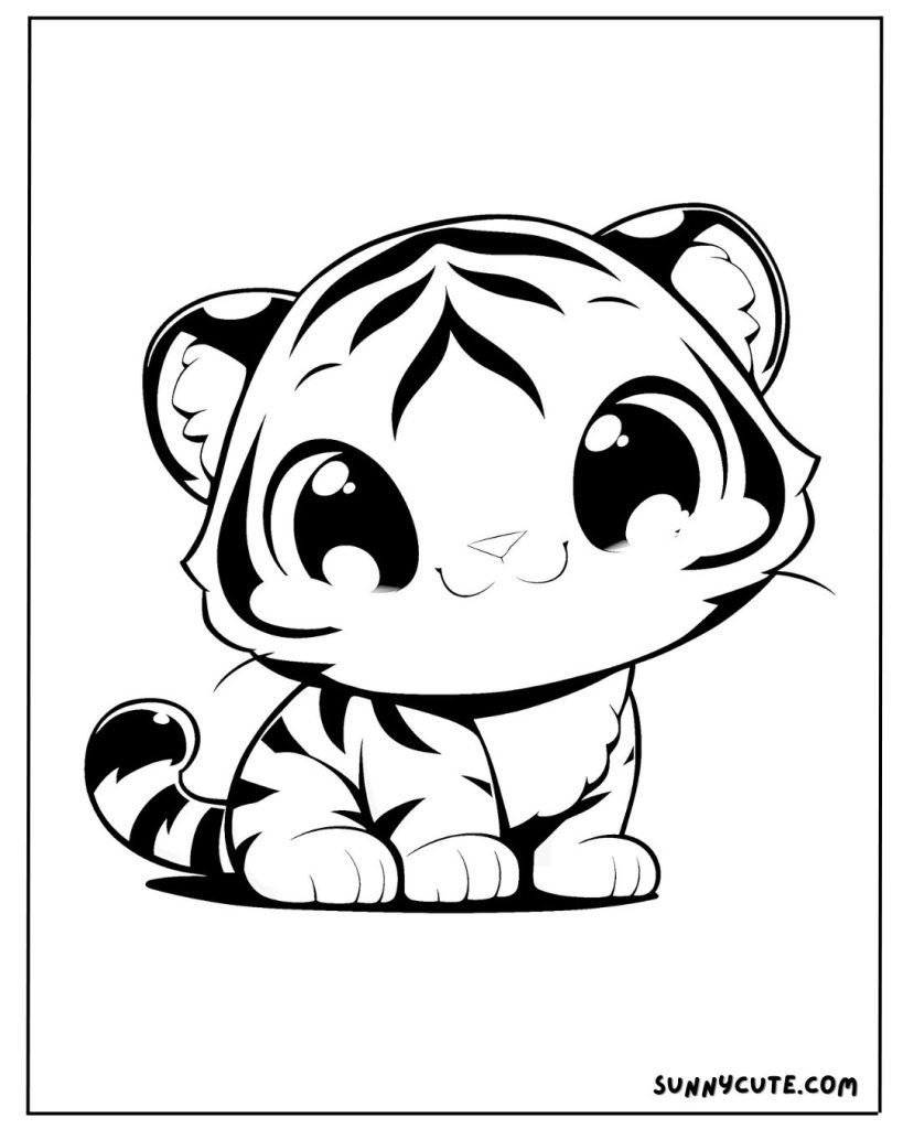 Chibi tiger coloring page