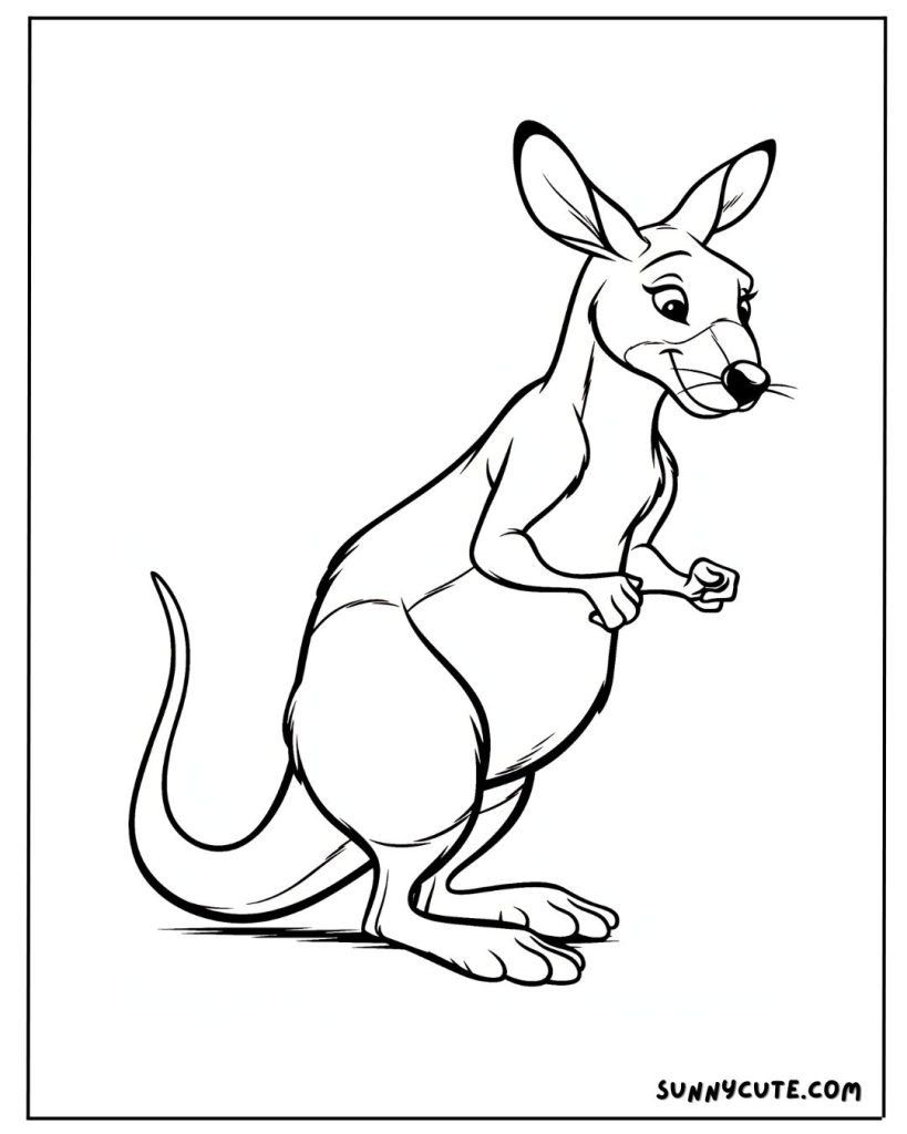 Cartoon Kangaroo Coloring Page