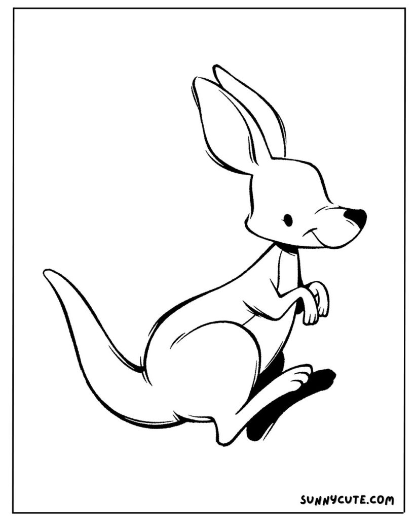 Easy Kangaroo Coloring Page