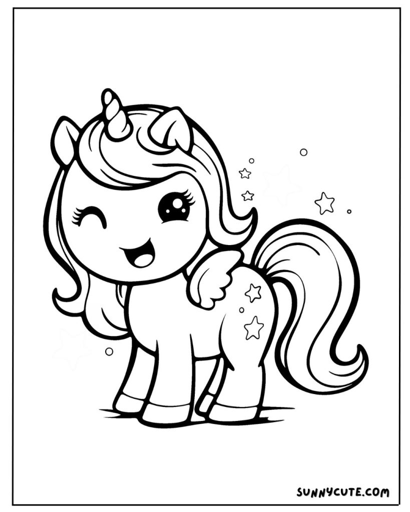 Cute unicorn coloring page
