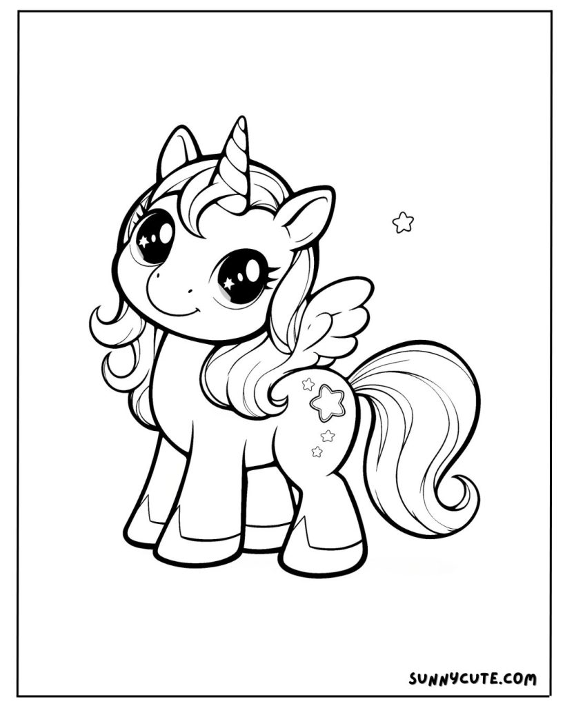 Baby unicorn coloring page