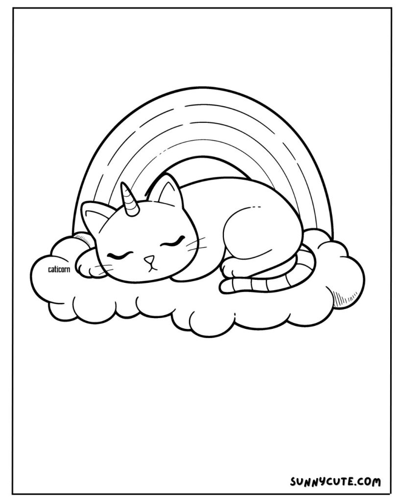 Kitty unicorn coloring page
