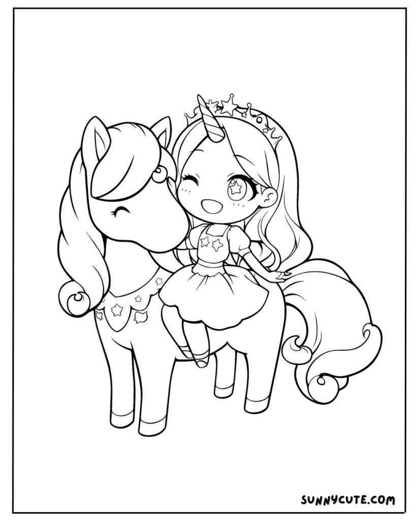 Princess unicorn coloring page
