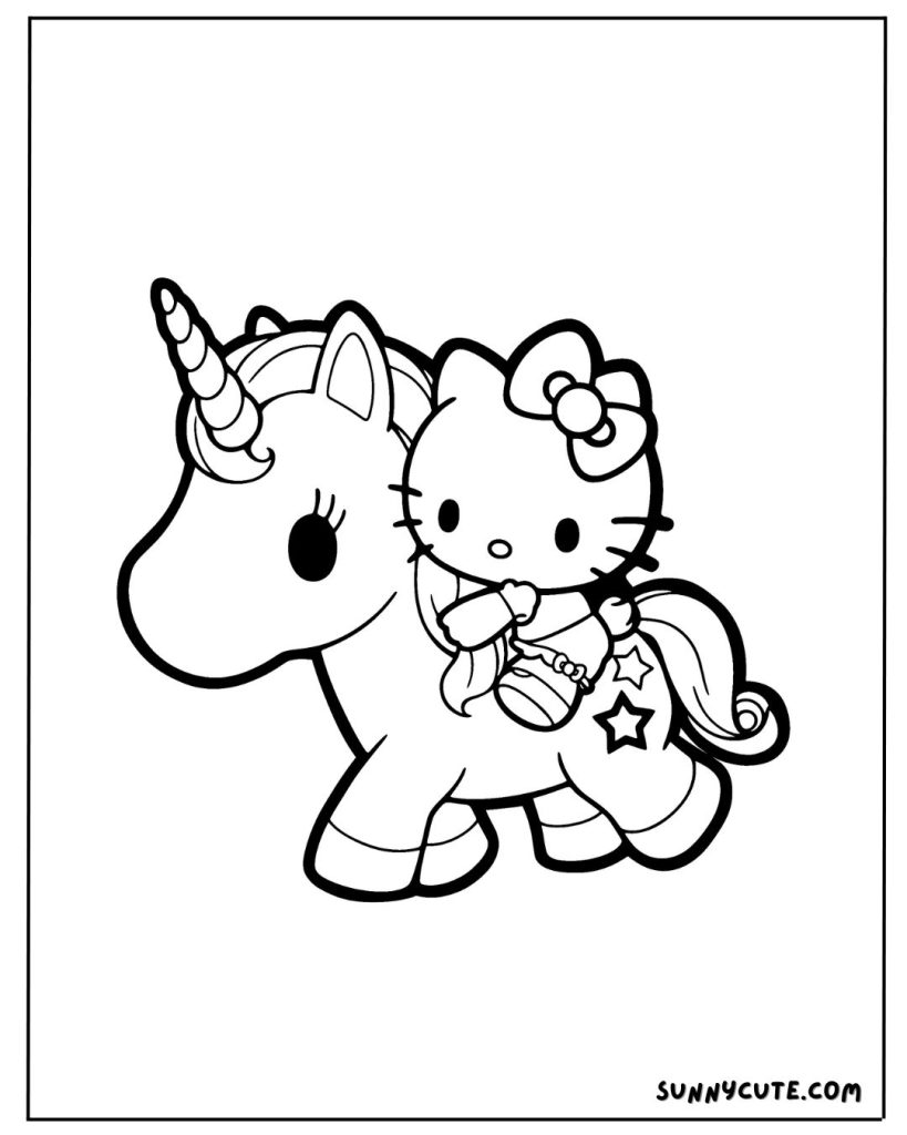 Hello kitty unicorn coloring page
