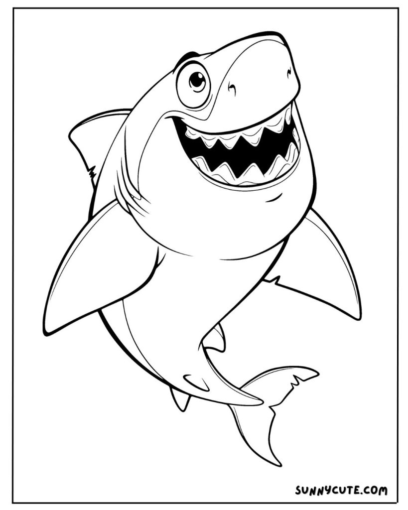 Cartoon shark coloring page