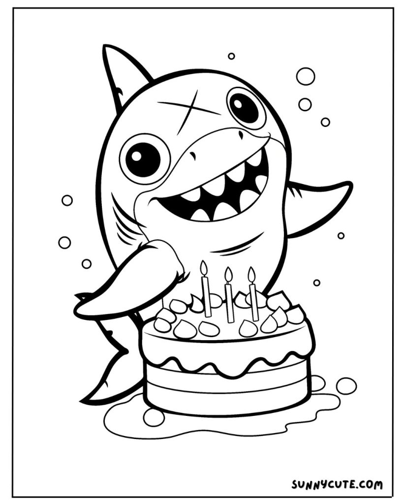 Shark Birthday Colring Page