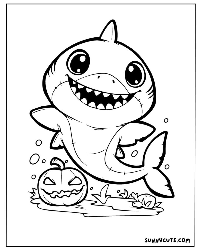 Halloween shark coloring page